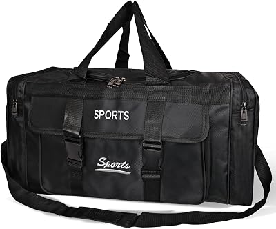 Duffel Bag for Men and Women Sports Gym Bag Adjustable Strap Carry on Large Luggage Bag for Weekender Overnight Travel Large Black