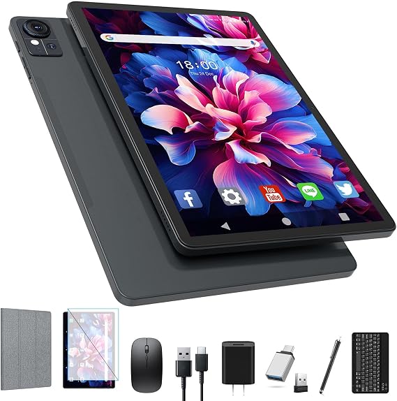 Tablet 11 inch Android 15 Tablet, 16GB RAM,128GB ROM 1TB Expand, 4G LTE & 5G WiFi Tablets, Octa-Core, 21MP Camera, 8000mAh, GPS, Tablets with Keyboard, Mouse, Case & Protective Film, 2026 Gemini AI