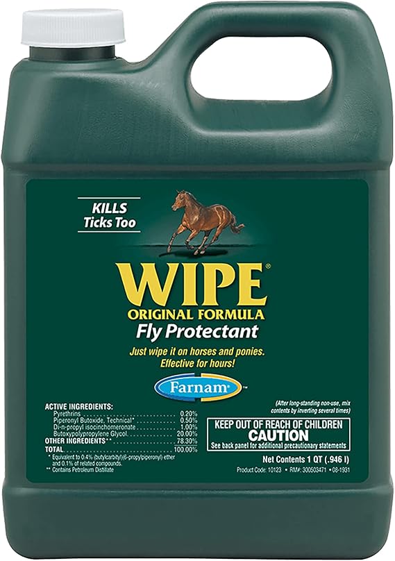 Farnam Wipe Original Formula Fly and Tick Protectant for Horses, 32 oz