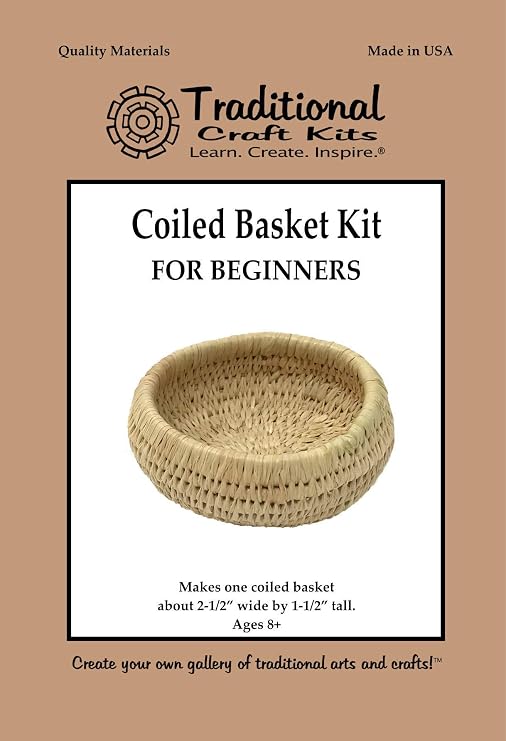 Traditional Craft Kits Coiled Basket Kit for Beginners | DIY Coiled Basket Kit with Fiber Rush Raffia & Tools, Made in USA
