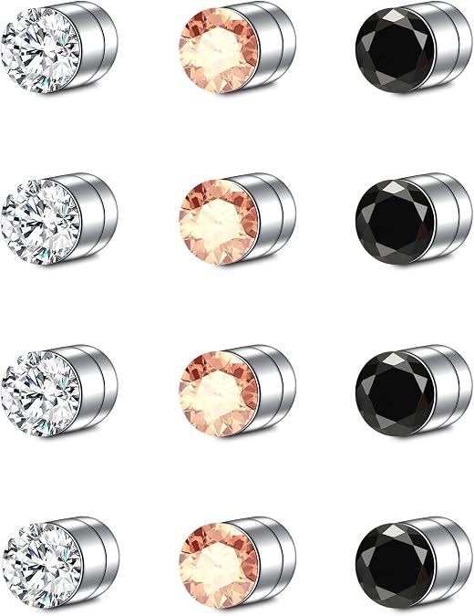 D.Bella Fake Nose Ring Stud Magnetic Nose Stud Clip On Lip Ear Non Pierced Jewelry for Women Men Black Silver Rose Gold