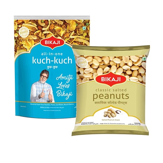 Bikaji Kuch-Kuch All in One 400g & Salted Peanut 200g Combo | Authentic Indian Namkeen Snacks | Crunchy Tea-Time Snack, Bar Snack & Party Mix | Savory & Spicy Munchies for Sharing & Everyday Snacking