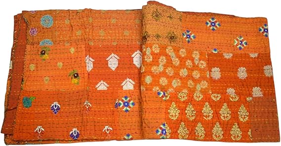 handmade quilts twin size-cotton indian quilts jaipur warm-kantha quilts for sale- throw blanket for couch-patchwork bedspreads queen