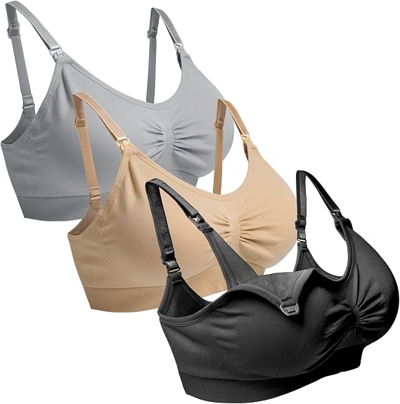 Maternity Nursing Bra Seamless Breastfeeding Bras for Women 3 Pack S-XXL