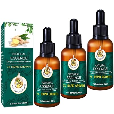 Hotiary Ginger Hair Regrowth Serum, Liquid with Ginger Ginseng Essence for Thining and Strengthen hair Root, 3 Pack Oil, 1 Fl Oz, Unisex, Fine, Adult