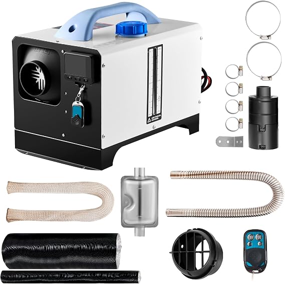 VEVOR Diesel Heater, 12V All-in-one Diesel Air Heater with Remote Control and LCD Display, 5L Fuel Tank Fast Heating Portable Diesel Parking Heater for RV, Truck, 8KW, Basic, White