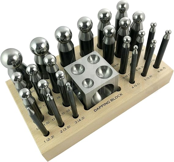 25 pc Doming Block and Punch Set Made of Steel Dapping Craft Metal Working Tool