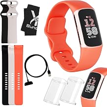 Fitbit Charge 6 Bundle - Fitbit Fitness Tracker Health Watch with 2 Screen Protectors, Extra Bands and Cloth - Fit Bit Smart Watches for Women &amp; Men with Heart Rate Monitor, GPS and Activity Tracker