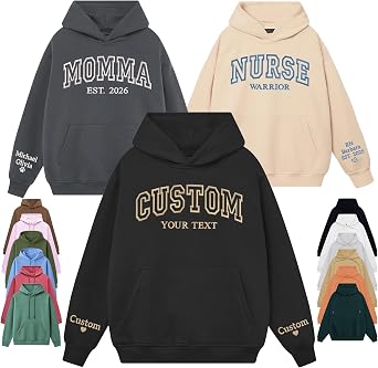 Custom Embroidered Hoodie Personalized Unisex Hoodie with Name/Text Embroidered Design on Chest & Sleeve Hoodie for Men & Women - Gift for Mothers Day, Valentine, Birthday, Christmas