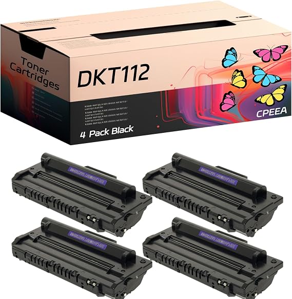 Compatible for Muratec DKT112 Toner Cartridges Work for Muratec F112 F112P F-112 F-112P Printers, with Chip, High Yield 4000 Pages, Clear Printing (4 Pack Black)