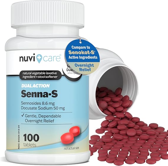 NUVICARE Senna Plus Docusate 50mg + Sennosides 8.6mg Softener,100Ct