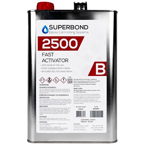 FGCI Superbond 2500 Laminating Epoxy Activator 1 Quart | Superbond base resin & activator system for fiberglass, carbon fiber & structural composite lamination, Made in USA