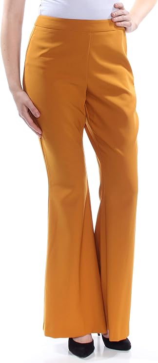 INC Womens Wide Leg Mid Rise Pants Yellow 10