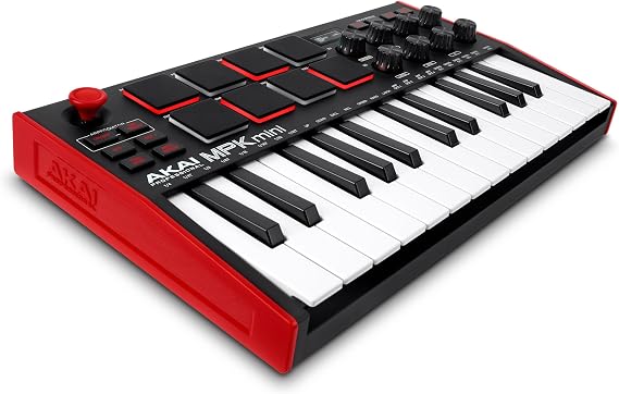 Akai Professional MPK Mini MKIII 25-Key USB MIDI Keyboard Controller with 8 Back-Lit Drum Pads 25 velocity-sensitive mini buttons 8 MPC pads 8 controls software suite for beatmakers producers and home studios