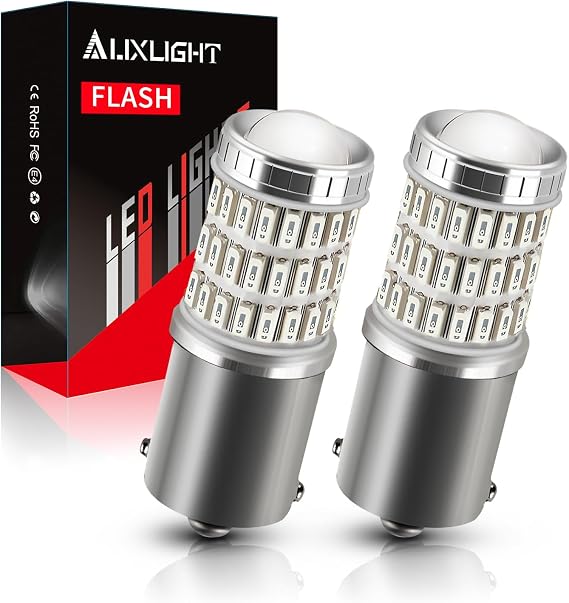 AUXLIGHT LED Strobe/Flash Brake Tail Light Bulbs 1156 7506 LED Bulb Red 320% Brighter 1141 1003 BA15S 1156A Led Bulbs for Tail Stop Brake Lights (Brilliant Red, Pack of 2)