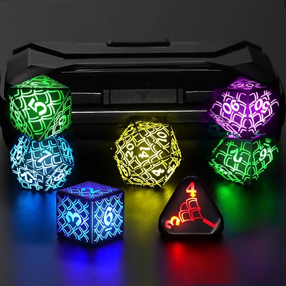 LED Dice for Dungeons and Dragons, Light up Dice Rechargeable (LL-RGB)