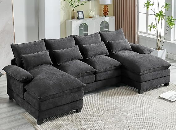 110.2" Modular U Shaped Cloud Couch for Living Room, Grey