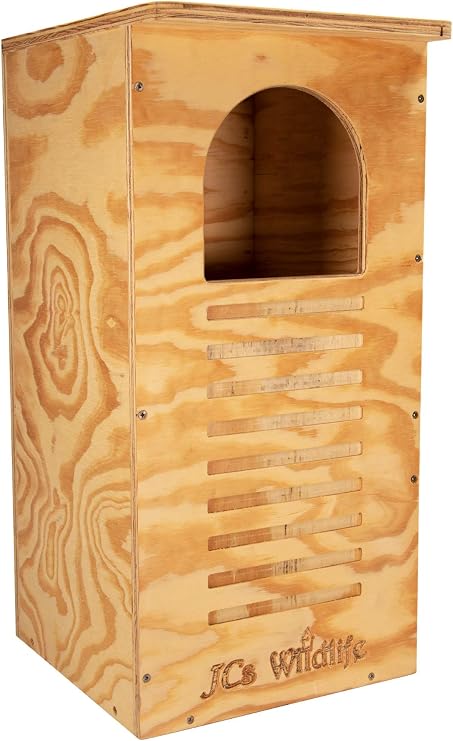 Barred Owl House Nesting Box, Recycled Poly Lumber Owl Box for Outside, Predator Guard, Pine Shavings Included, Made in USA