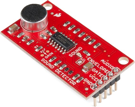 SparkFun Sound Detector (with Headers) Small and Very Easy-to-use Audio Sensing Board with Three Different outputs, Sound Detector Provides Audio Output as Well as Binary Indication of The Sound!