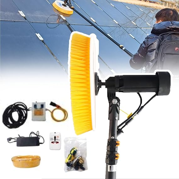 Solar Panel Cleaning Machine,Single Head Solar Cleaning Robot-Dry Cleaning/Water Washing, Handheld Solar Cleaning Telescopic Rod-3.5m/5.5m/7.5m Optional,3.5M