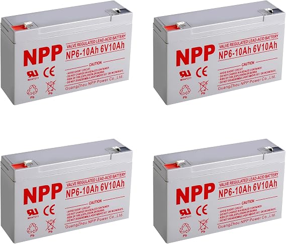 NPP NP6-10Ah (F1, 4Pcs) Rechargeable Sealed Lead Acid 6V 10Ah Battery Scooter Battery Replaces Enduring 6FM10, NP10-6, KMG-10-6