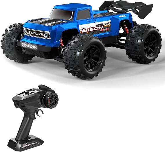 Remote Control Car, 1/16 Scale RC Truck, 36KM/H High Speed RC Cars, 2.4GHz 4WD All Terrains Off-Road RC Monster Truck with LED Light and Rechargeable Battery Gifts for Adults (Blue)