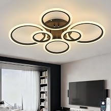 Six Ring LED Ceiling Lights with Timer Remote Control App and Memory Function Suitable for Kitchens Living Rooms and Bedrooms,Black