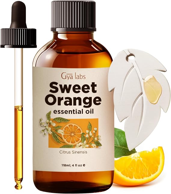 Gya Labs Orange Essential Oil for Skin Huge 4 Fl Oz Premium Grade Essential Oils for Diffuser, Aromatherapy, Hair Care, Skin Care, Body, Massage & DIY Candle Making Scents