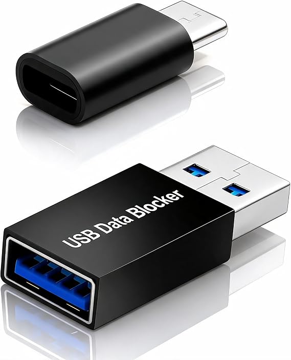2-Pack USB A Data Blocker & USB-C Data Blocker Charge Only Adapters Prevent Juice Jacking Secure Data Blocking for Smartphones, Tablets, and Laptops