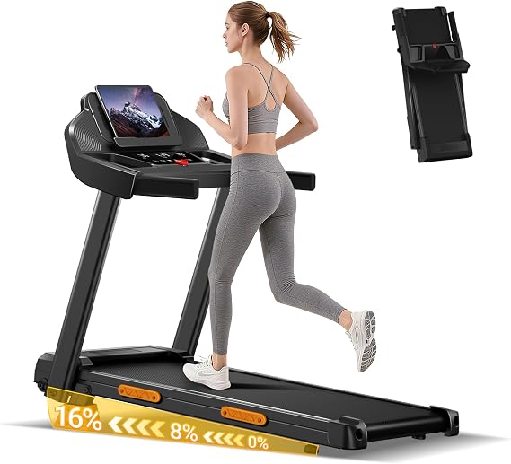 16% Treadmills for Home with Handle, Foldable Treadmill with Incline