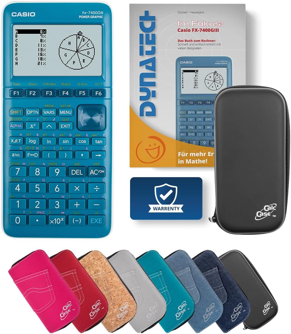 Casio FX-7400GIII Graphing Calculator with CalcCase Protective Case and Book - Classic Set (Black)