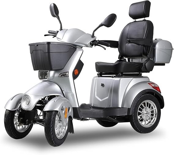 Mobility Scooters for Seniors, 4 Wheel Powered Mobility Recreational Travel Scooter. (Silver)