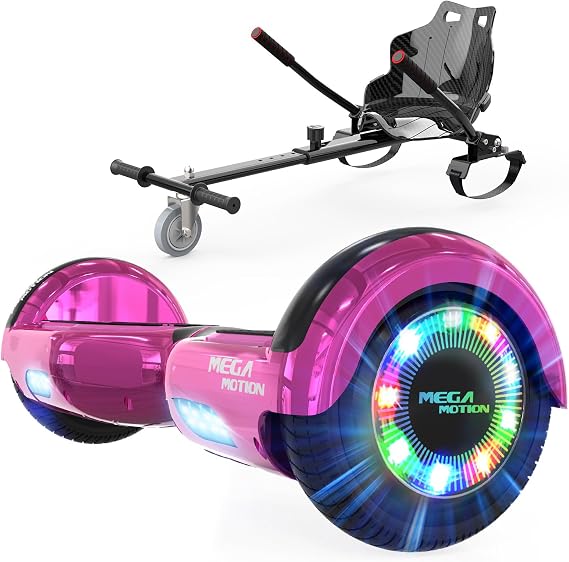 MEGA MOTION Hoverboard 6.5 Inch with Bluetooth Speaker and LED Wheel Lights, Suitable for Children and Teenagers