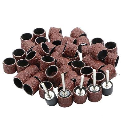 50pcs Sanding Drum Bands 40 Grit with 5pcs Sanding Mandrel Kit Rotary Nail Drill Tool 12 Inch