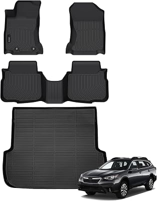 Auxko All Weather Floor Mats Cargo Mat Fit for Subaru OutbackLegacy 2020-2025 TPE Liners Accessories All Season Guard Odorless Anti-Slip Floor Mats Trunk Mat for Subaru Outback 2020-2025 Black