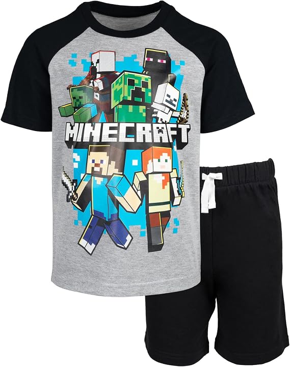 Minecraft Boys' 2-Piece T-Shirt and Shorts Set Little Kid to Big Kid
