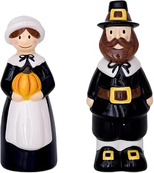 Blue Sky Ceramic 17867 Pilgrim Salt and Pepper Set, Multicolor
