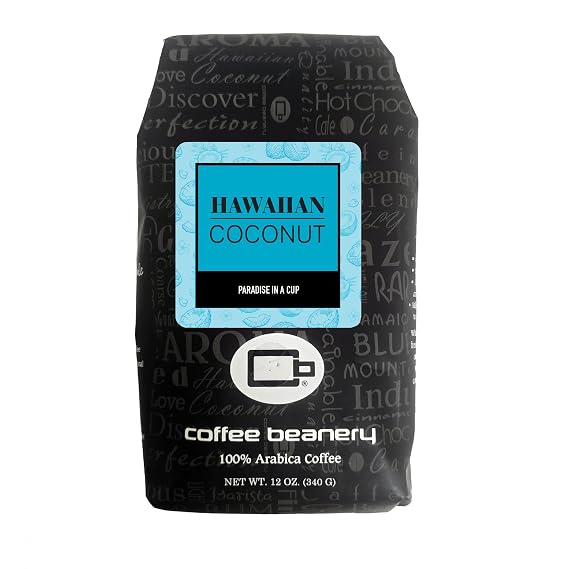 Coffee Beanery Hawaiian Coconut Flavored Coffee (Fine) | 1 bag of 12oz coffee | Light-Medium Roast