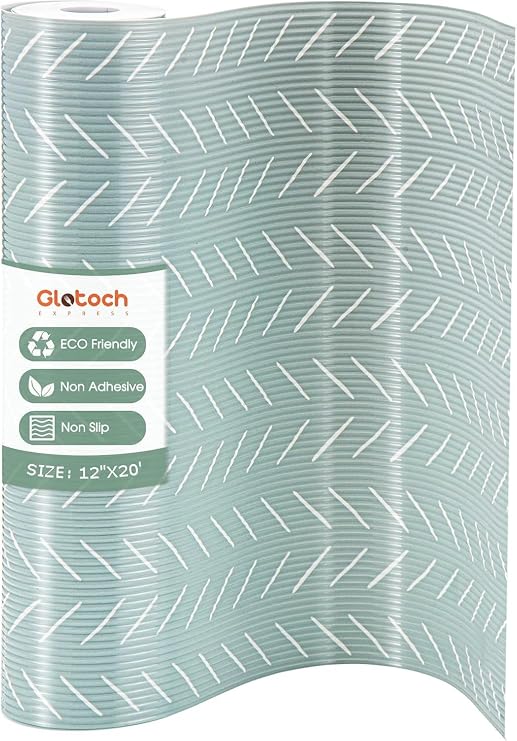 Glotoch Drawer Liner and Shelf Liner, 12" W x 240" L, Green Herringbone