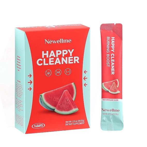 Newellme Watermelon Berry Superfoods Happy Cleaner Powder, Happy Cleaner Para Bajar De Peso Drink, Natural Antioxidant & Greens Mix with Fruits and Veggies, Vegan(14 Packets, Watermelon)