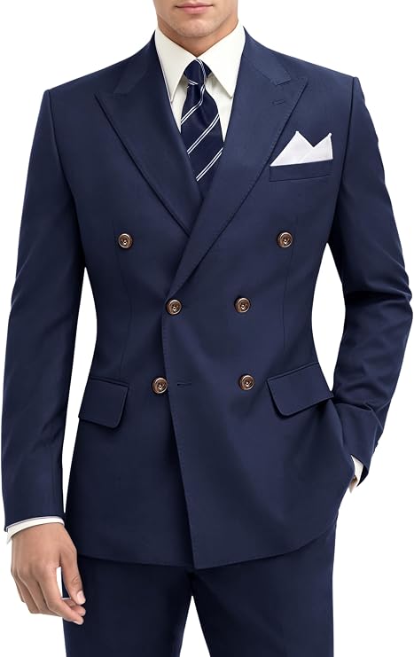 Formal Suits for Mens 2 Piece Double Breasted Suit Slim Fit Men Tuxedo Set