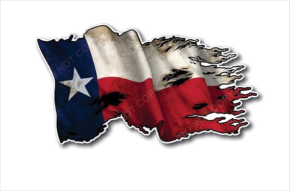 Texas State Flag Tattered Decal Sticker Vinyl Car Truck Bumper Gift 3M USA Texan Wave Waving Distressed