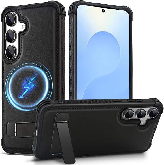 KEZiHOME Magnetic Case for Samsung Galaxy S25 Plus with Genuine Leather