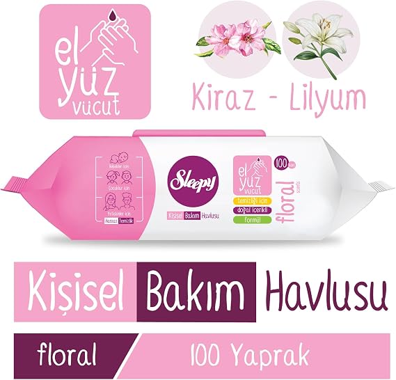 Sleepy Floral Kişisel Bakım Havlusu 100 Yaprak