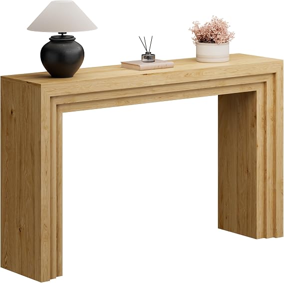 Console Table for Entryway, 43 Inch Step Design Sofa Table | 11.8"D step console supports up to 110 lb, with anti-tip kit and labeled parts for about 40-minute assembly.