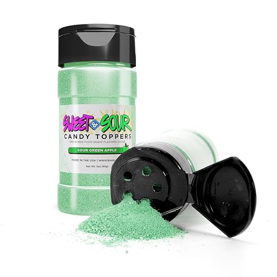 Bakell - Sour Green Apple Candy Topper (85g 1x Shaker Jar) for Fruit, Food & Desserts