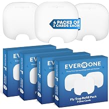 EverOne フライトラップ詰め替えパック – 4パック 各グルーカード3枚入り 合計12枚 – ハエ、ブナ、ミバエ用の長持ちする粘着トラップ – 屋内プラグインバグキャッチャーに対応
