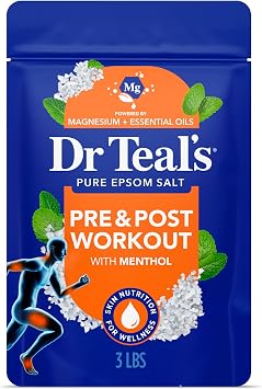 Dr Teal's Epsom Salt Magnesium Soak, Pre & Post Workout with Menthol & Essential Oils, 3 lbs
