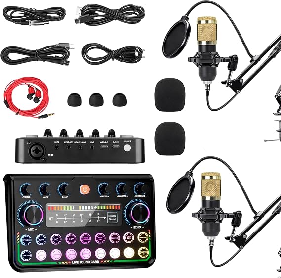 Podcast Equipment Bundle for 2, Voice Changer Streaming Podcast for Gamer