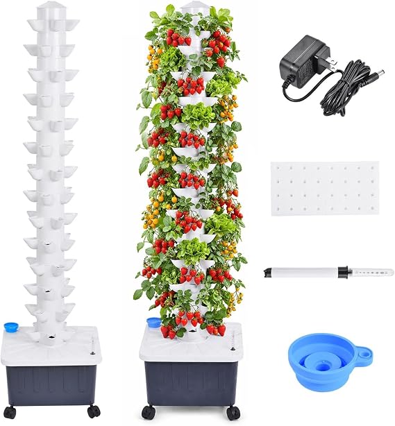 Hydroponic Tower, 14-Layer Hydroponic Growing System with 70 Slots